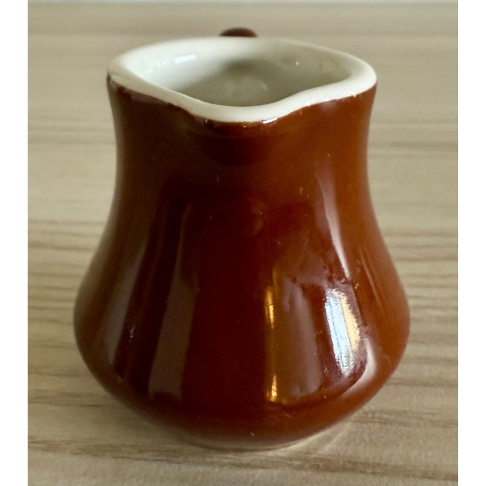 Vintage Hall USA Individual Creamer Cream Pitcher Brown Brownware 2" tall - Picture 4 of 7